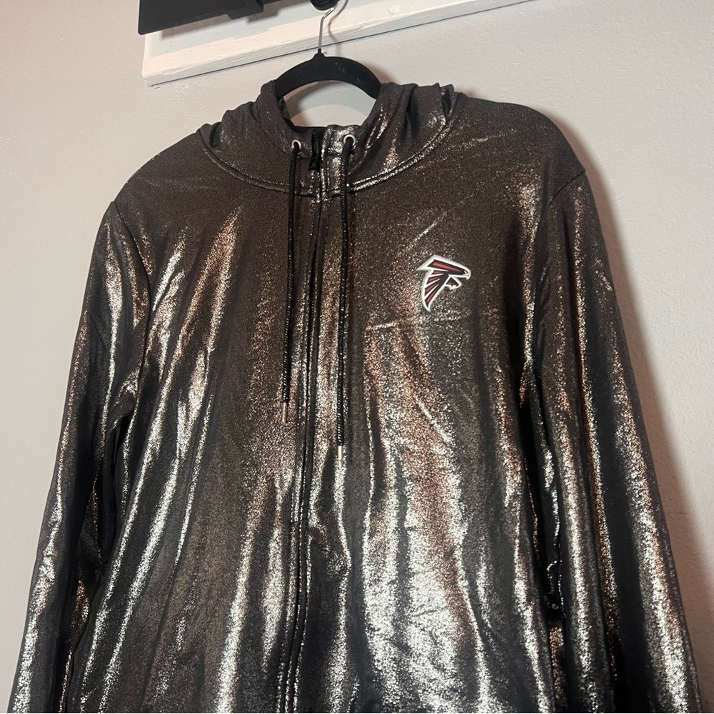 Atlanta Falcons Silver Full Zip Hoodie Sweatshirt Womens Size XL